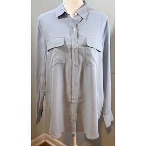 NWT Everlane Clean Silk Relaxed Shirt Size 6 Light Blue Button Down Flap Pocket